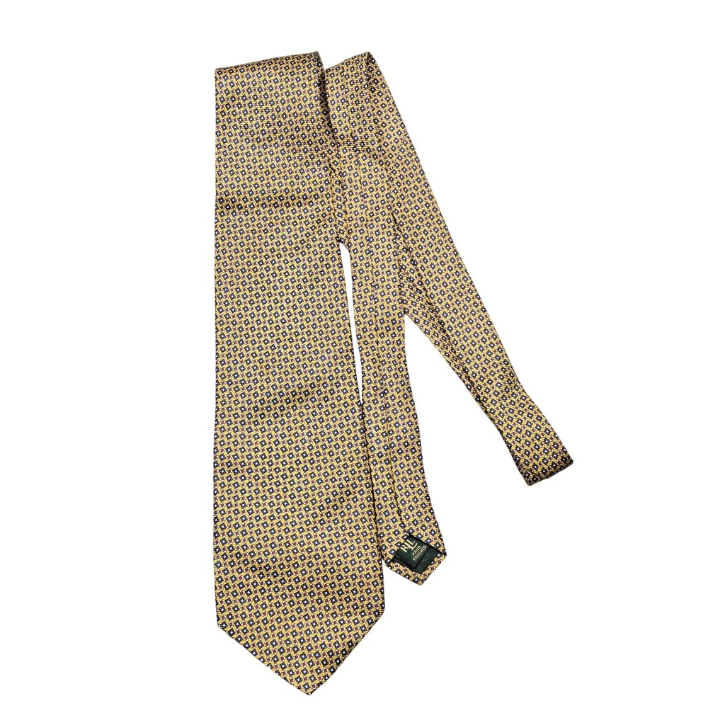 Lauren Ralph Lauren Tie Mens Yellow Silk Geometric Hand Finished Made in USA